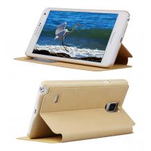 Луксозен калъф Flip тефтер S-View със стойка BASEUS Terse Case за Samsung Galaxy Note 4 N910 / Samsung Note 4 - бежов