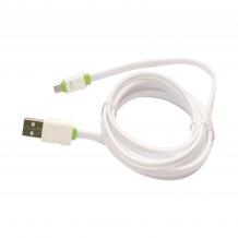 Оригинален USB кабел LDNIO Micro USB Cable LS01 за Samsung, LG, HTC, Sony, Lenovo и други - бяло със зелено / плосък