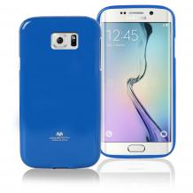 Луксозен силиконов калъф / гръб / TPU Mercury GOOSPERY Jelly Case за Samsung Galaxy S6 Edge G925 - тъмно син