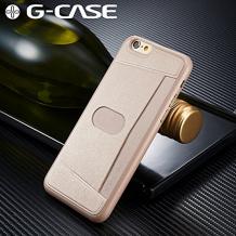 Ултра тънък силиконов калъф / гръб / G-CASE Percy Series TPU Ultra Thin за Apple iPhone 6 / 6S - розов с кожен гръб