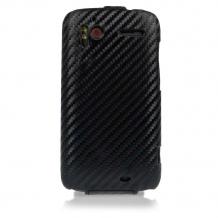 Кожен калъф Flip тефтер MLINEN за HTC Sensation - черен / carbon