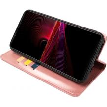 Кожен калъф Flip тефтер Magnetic Book със стойка за Xiaomi Redmi Note 14 Pro Plus - розов