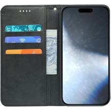 Кожен калъф Flip тефтер Magnetic Book със стойка за Samsung Galaxy A12 - черен