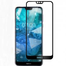 Удароустойчив протектор Full Cover / Nano Flexible Screen Protector с лепило по цялата повърхност за дисплей на Nokia 7.1 2018 - черен