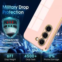 Луксозен гръб / кейс / Protect case за Samsung Galaxy A36 5G - розов / златист кант