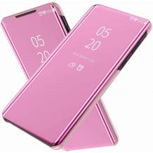 Луксозен калъф Clear View Cover с твърд гръб за Realme C21 - Rose Gold