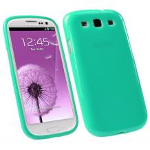 Ултра тънък силиконов калъф / гръб / TPU Ultra Thin Candy Case за  Samsung Galaxy S3 I9300 / Samsung SIII I9300 / Samsung S3 Neo i9301 - син / брокат