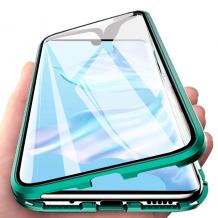 Магнитен калъф Bumper Case 360° FULL за Xiaomi Mi Note 10 - прозрачен / зелена рамка