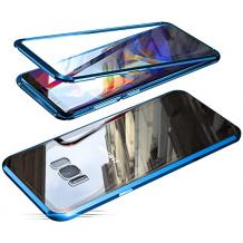 Магнитен калъф Bumper Case 360° FULL за Samsung Galaxy S8 Plus G955 - прозрачен / синя рамка