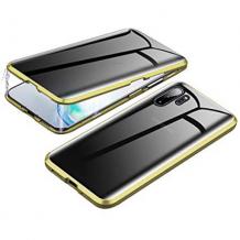 Магнитен калъф Bumper Case 360° FULL за Samsung Galaxy Note 10 Plus N975 - прозрачен / златиста рамка