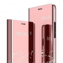 Луксозен калъф Clear View Cover с твърд гръб за Huawei P40 lite E - Rose Gold
