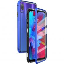 Магнитен калъф Bumper Case 360° FULL за Xiaomi Redmi Note 7 - прозрачен / синя рамка