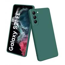 Луксозен силиконов калъф / гръб / TPU кейс за Samsung Galaxy S21 FE 5G - маслено зелен със защита за камерата