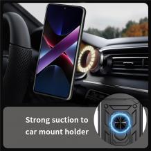 Удароустойчив гръб TPU кейс Slide Camera Case Magnetic Finger Ring Car Holder за Honor 400 5G - черен