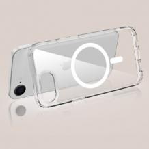 Луксозен гръб / кейс / Embos Case с безжично зареждане MagSafe за Apple iPhone 16e - прозрачен