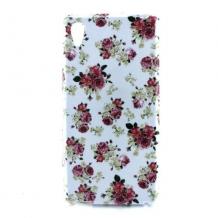 Силиконов калъф / гръб / TPU за Sony Xperia M4 Aqua - бял / рози
