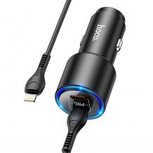 Зарядно за кола HOCO NZ3 / Dual USB / Type-C to Lightning Quick Car Charger QC3.0 - черно