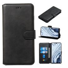 Кожен калъф Flip тефтер със стойка и слот за карти за Samsung Galaxy S23 Ultra - черен