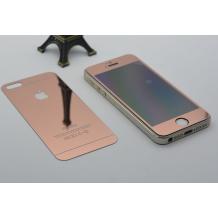 Стъклен скрийн протектор / 9H Tempered Glass Colorful Mirror Screen Protector / 2 в 1 за Apple iPhone 6 / iPhone 6S - розов / Rose Gold / лице и гръб