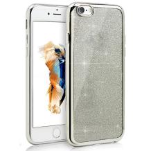 Луксозен силиконов калъф / гръб / TPU за Apple iPhone 5 / iPhone 5S / iPhone SE - сребрист / брокат / Glitter 2in1