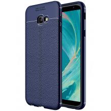 Луксозен силиконов калъф / гръб / TPU за Samsung Galaxy J4 Plus 2018 - тъмно син / имитиращ кожа