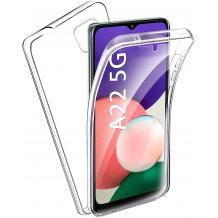 Tвърд гръб 360° кейс със силиконова част за Samsung Galaxy A22 5G - прозрачен