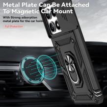 Удароустойчив гръб TPU кейс Slide Camera Case Magnetic Finger Ring Car Holder за Xiaomi 14T / Xiaomi 14T Pro - черен