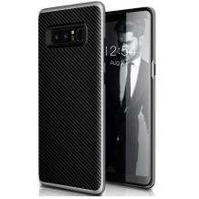 Луксозен твърд гръб за Samsung Galaxy Note 8 N950 - черен / сребрист кант / Carbon