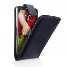 Кожен калъф Flip тефтер за LG Optimus G2 D802 / LG G2 - черен