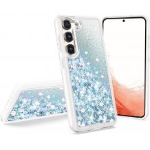 Луксозен твърд гръб / кейс / 3D Water Case за Samsung Galaxy A54 5G - прозрачен кейс с течен брокат / сребрист