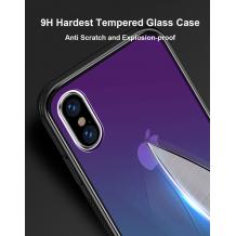 Стъклен скрийн протектор / Back Tempered Glass Protection Screen за Apple iPhone X / iPhone XS - заден / преливащ / лилаво и розово