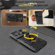 Удароустойчив твърд гръб / Кейс Defender Armor Ring Magnetic Holder lens cover Motorola Moto G37 - черен