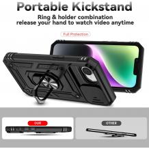 Силиконов твърд гръб TPU кейс Slide Camera Case Magnetic Finger Ring Car Holder за iPhone 16e