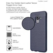 Луксозен силиконов калъф / гръб / TPU за Samsung Galaxy S9 G960 - тъмно син / имитиращ кожаъб / TPU за Samsung Galaxy S9 G960 - тъмно син / имитиращ кожа