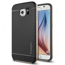 Силиконов гръб SPIGEN SGP Neo Hybrid за Samsung Galaxy S6 Edge Plus / S6 Edge+ G928 - черен със златис кант