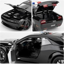 Метална кола с отварящи се врати капаци светлини и звуци Dodge Challenger Police - 1:24