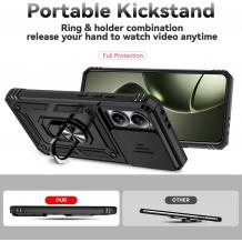 Удароустойчив гръб TPU кейс Slide Camera Case Magnetic Finger Ring Car Holder за Xiaomi 14T / Xiaomi 14T Pro - черен