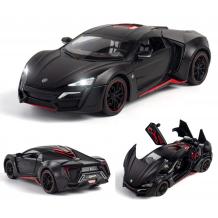 Метална кола с отварящи се врати капаци светлини и звуци Fast & Furious 7 Lykan Hypersport 1:24