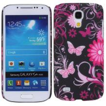 Заден предпазен твърд гръб / капак / за Samsung Galaxy S4 Mini I9190 / I9192 / I9195 - черен с цветя и пеперуди