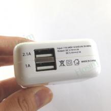 Оригинално зарядно 220V  2.1A с два USB порта за Apple iPhone, iPad 2, iPad 3, iPad 4 / LED индикатор