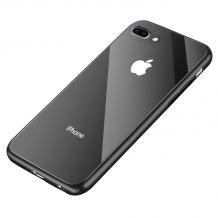 Луксозен стъклен твърд гръб за Apple iPhone 7 / iPhone 8 - черен