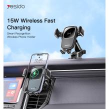 Стойка за кола с безжично зареждане Yesido C187 / Wireless Fast Charging Car Holder Yesido C187 15W - черна