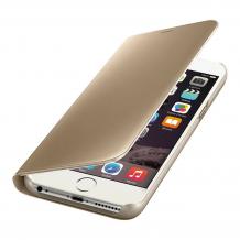 Луксозен калъф Clear View Cover с твърд гръб за Apple iPhone 8 Plus - златист