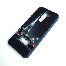 Луксозен стъклен твърд гръб за Xiaomi Redmi Note 8 Pro - Айфелова кула / кола