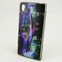 Силиконов калъф / гръб / TPU за Sony Xperia M4 / M4 Aqua - черен / цветна кола