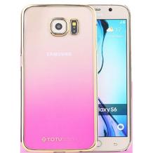 Луксозен твърд гръб / капак / TOTU DESING Simple Series Ocean за Samsung Galaxy S6 G920 - розов със златист кант