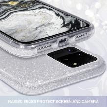 Силиконов калъф / гръб / TPU за Samsung Galaxy S20 Ultra - сребрист / брокат