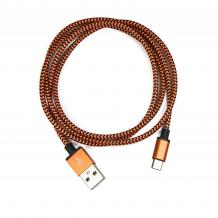 Micro USB кабел за зареждане и пренос на данни с дължина 2m за Samsung, LG, HTC, Sony, Lenovo и други - оранжево и черно