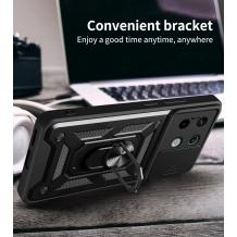 Удароустойчив гръб TPU кейс Slide Camera Case Magnetic Finger Ring Car Holder за Xiaomi Redmi Note 13 Pro 4G - черен