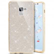 Луксозен силиконов калъф / гръб / TPU за Samsung Galaxy A8 2018 A530F - златист / брокат